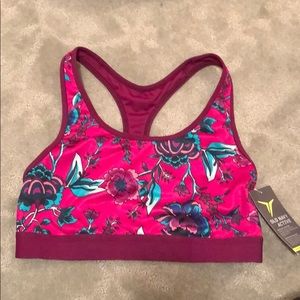 Pink floral sports bra